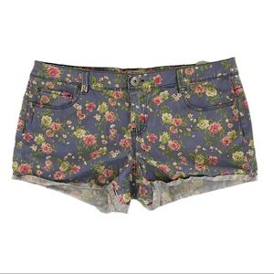 L.E.I. Floral Print Shorts Ashley Lowrise Jr Sz 17